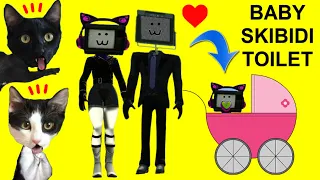 tv woman y tv man de skibidi toilet 1-52 tienen un bebe en gmod ? / Videos de gatos Luna y Estrella