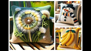 Beautiful cushions model knitted with wool (share ideas)#knitted #crochet #cushion