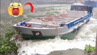 [643] A series of boats speeding past the dam's gate is powerful and exciting to watch