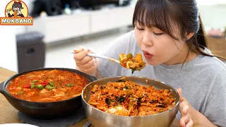 Mukbang | Yeolmu bibimbap and Cheonggukjang stew! Barley Bibimbap with Young radish Kimchi.