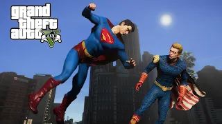 GTA 5- Superman Brandon Routh VS Homelander | Epic Battle!!