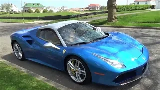 BLUE FERRARI 488 SPIDER WALKAROUND 4K