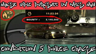 Epic Police Chase In NFS MW | Condition 5 Police Pursuit | Maximum Bounty Pursuit #oldschoolgaming