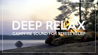 3 Hours Lakeside Campfire with Relaxing Nature Night Sounds