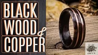Making a Ring using Copper Wire and African Black Wood on a lathe