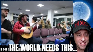 Irish flight delayed so trad session started DaoiríFarrell, Geoff Kinsella and Robbie Walsh Reaction