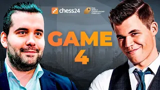 Magnus Carlsen vs Ian Nepomniachtchi Game 4 in World Chess Championship 2021
