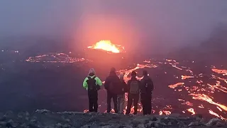 Volcano Cinema, the real one. Haunting and alarming fog, smoke at Litlihrutur Mt. Night 23/24.07.23