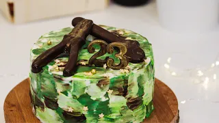 Торт мужчине на 23 февраля. Видео декор торта мужчине