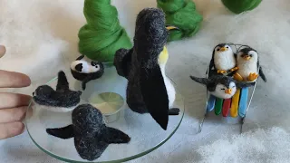 Felted Funny Penguin - Wool Penguin - HandMade, Пингвины из шерсти (Сухое валяние)