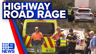 Road rage incident stops traffic on Hume Highway | 9 News Australia