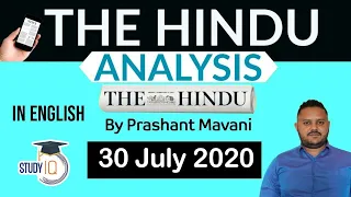 English 30 July 2020 - The Hindu Editorial News Paper Analysis [UPSC/SSC/IBPS] Current Affairs