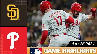 Philadelphia Phillies Vs. San Diego Padres GAME HIGHLIGHTS 04/26/2024 | 2024 MLB Seasonvideo3