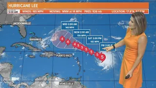 Powerful Category 5 Hurricane Lee continues to intensify in the open Atlantic Ocean