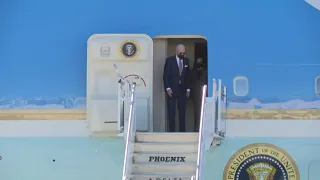 President Joe Biden, VP Kamala Harris arrive at Atlanta airport