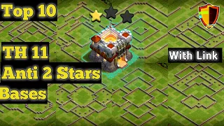 Top 10 Best TH11 Anti 2 Stars Base  Link 2023 | Th 11 War Base | Th 11 Trophy Base | CLASH OF CLANS