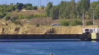 Amazing submersible bridge on the Corinth canal Greece