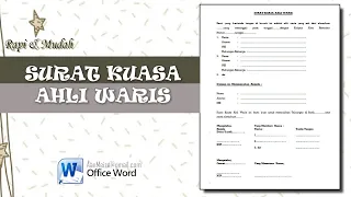 Surat Kuasa Ahli Waris || SURAT KUASA