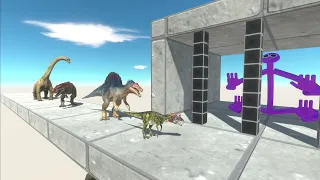 Rainbow Friends Purple try to catch Dinosaurs - Animal Revolt Battle Simulator