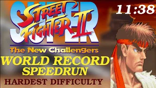 RYU Speedrun NEW World Record Hardest Difficulty 11:38 - Super Street Fighter II The New Challengers