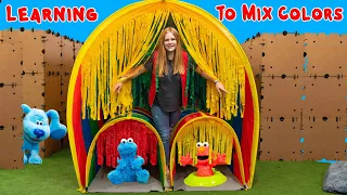 Assistant Explores Tunnels and box fort for the Elmo Play Doh Color Mixer