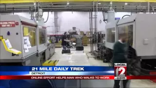 Donations pour in for Detroit man who walks 21 miles for his daily commute