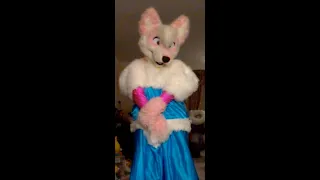 Pixy blue satin fluffy dress full suit video