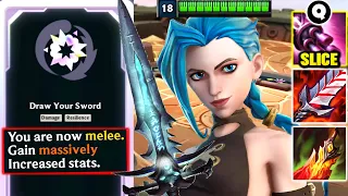 We turned Jinx into a MELEE CHAMPION with a Sword... (Draw Your Sword Augment 2v2 Arena)