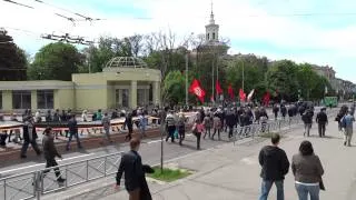 Шествие с огромной георгиевской лентой по Сумской 09.05.14., Харьков