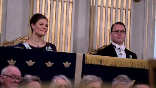 Crown Princess Victoria at Swedish Academys gathering in stunning velvet dress