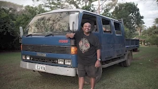 Tula Ram and his "Triple Up" truck, Savusavu Fiji