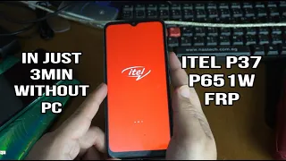 itel P37 ( P651W ) Frp Bypass Google Account  without PC