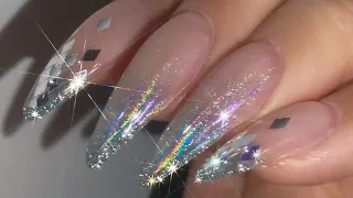 Korean nails✨New year's nail art🎇 Easy gradient nails / Gel extension / x nails at home / asmr