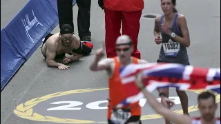 Veteran determined to finish Boston Marathon crawls across finish line