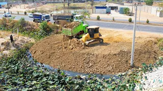 Excellent Work Driver Skill KOMATSU Bulldozer Team Filling Land !! Mix 3Project By Truck & Bulldozer