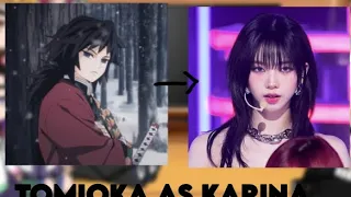 ➩Hashiras react to Tomioka as Karina//(ler descrição)