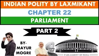Indian Polity by Laxmikant chapter 22- Parliament(Part 2)|Lok Sabha|Rajya Sabha|Speaker|Budget|Bill