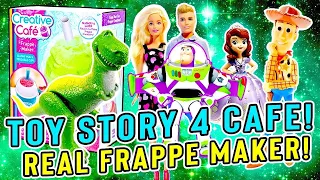 Disney Toy Story 4 Characters Open Up a Cafe w/ Play-Doh and REAL Frappe Maker! W/ Woody & Rapunzel