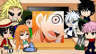 random anime characters react to one piece//Gacha glitch//stella midoriya shigaraki//