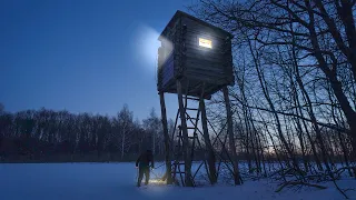 Sleeping in an abandoned cabin above ground, A cold winter night far from people