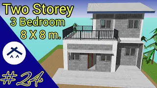 8x8m. House | Two Storey | 3 Bedromm