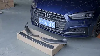 Audi A5 / S5 B9 - Carbon fiber front lip spoiler, installation process and car appearance!