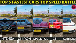 Forza Horizon 4 Top 5 Fastest Cars - Intensa vs Chiron vs Speedtail vs Carrera S vs C8 Speed Battle