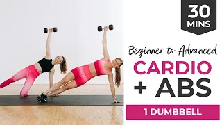 30-Minute Cardio Abs Workout (HIIT ABS with Modifications for Beginners) | 1 Dumbbell