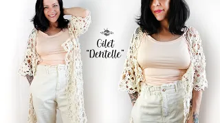 Crochet Gilet "Dentelle" | Tuto granny fleur | Dentelle crochet