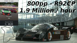 1.9 MILLION Credits per Hour Fast Money Method - 800PP Sardegna - Nissan R92CP | Gran Turismo 7