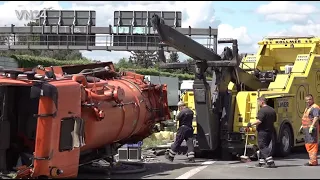 25-05-2022 - VN24 - Suction tanker overturns in accident on A2 freeway