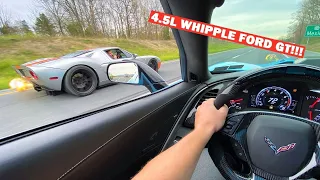 GUY IN A 1,000HP WHIPPLE FORD GT Says He Can BEAT My ZR1!!! *MASSIVE FLAMES!*