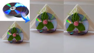 HOW TO MAKE A SERVIETTE HOLDER USING OLD CDs @craftyconceptsbyCaroline #bestfromwaste