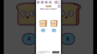 Tricky brains level 71 which toast is thicker walkthrough solution